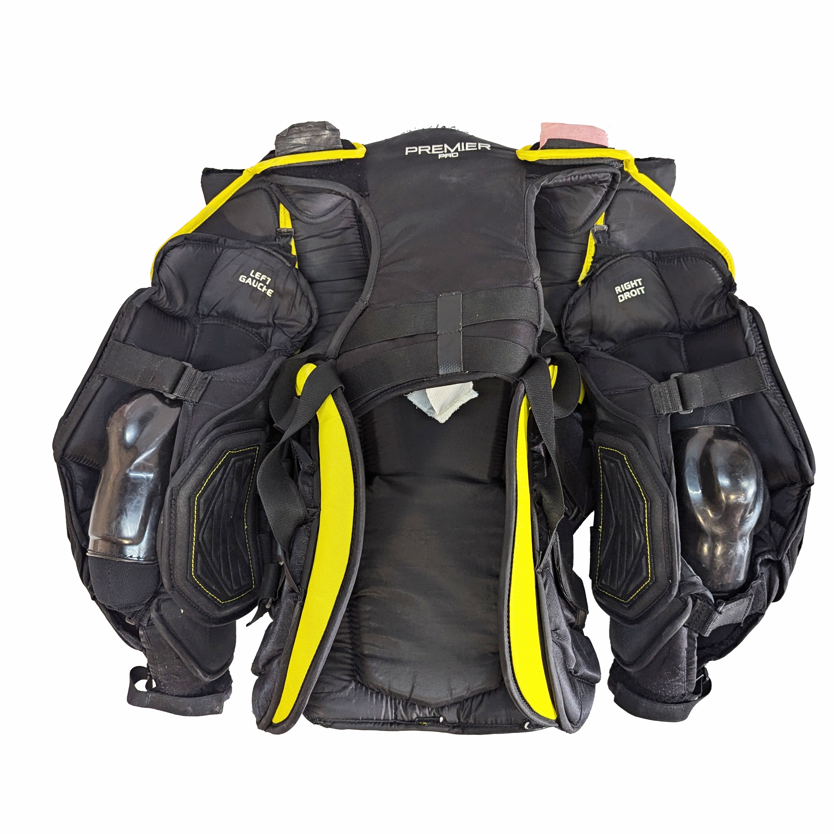 CCM Premier Pro - Plastron de gardien de but Pro Stock d'occasion (noir/jaune)